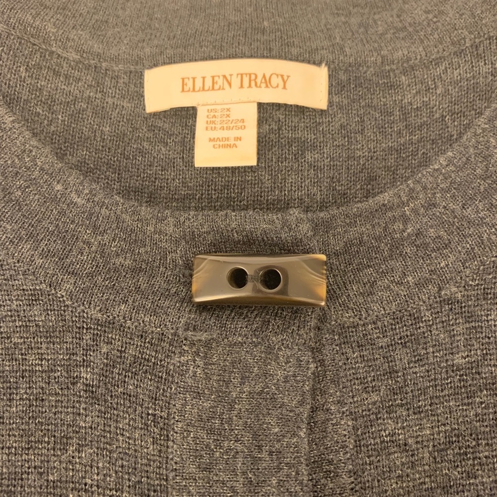 Ellen Tracy Gray Cardigan Sweater - Picture 3 of 4